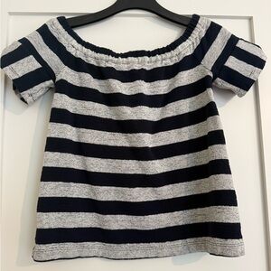 Madewell Striped Off-the-Shoulder Knit Top Navy Gray XS